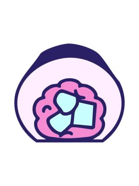 Geleneksel Japon suşi yosunlarının çizgi filminin hareketli animasyonu.