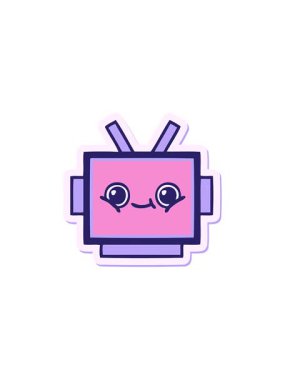 Şirin bir robot kafasının çıkartmasının satış flaş animasyonu