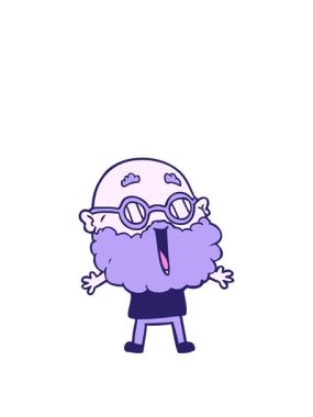 Çizgi film karakteri, sakallı neşeli bir adamın animasyonunu uzatıyorum.