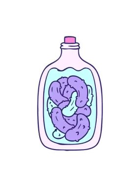 Karikatür karalama kavanozunun titrek hareketli animasyonu turşu turşusu.