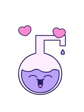 Bir bilim deneyi karikatürünün dönen kalp animasyonu