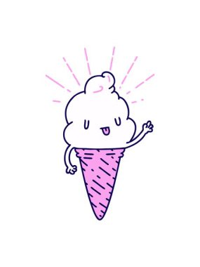 Geleneksel dövme stili dondurma karakterinin neon ışık efekti animasyonu