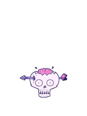 Karikatür kafatası animasyonunun yükselişi ve havada süzülmesi