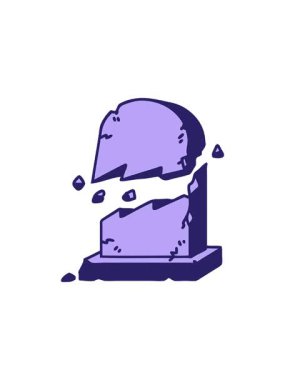 Kırık mezar taşı karikatürünün radyoaktif parlak animasyonu