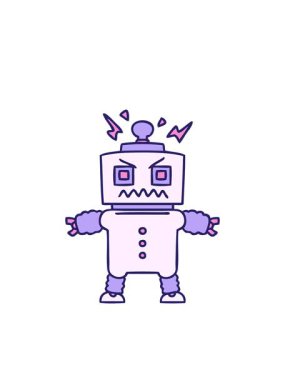 Yanıp sönen radyal çizgiler. El animasyonu. Garip çizgi film robotu.