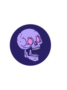 Bir kafatasının ikonik dövme tarzının yatay titreşimli animasyonu