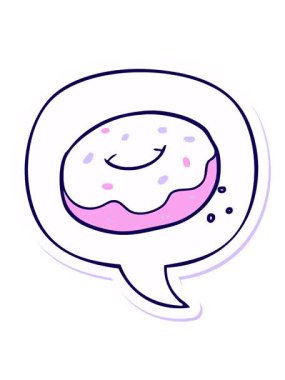 neon ışık efekti çizgi film donutunun üzerinde konuşma kabarcığı etiketi olan animasyonu