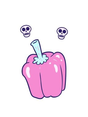 taze organik biber çizgi filminin kafatası animasyonu