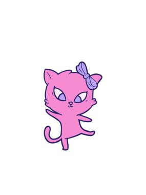 Yanıp sönen radyal çizgiler çizgi film kedisinin eğlenceli çizimlerinin animasyonu