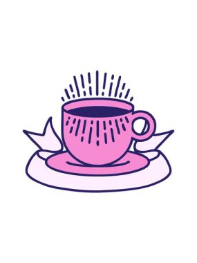 Bir fincan kahve pankartıyla geleneksel dövmenin basınçlı canlandırması