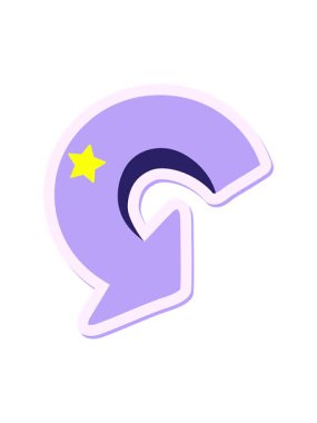 Parıldayan yıldızlar tam dönüşlü ok etiketinin canlandırmasını etkiler