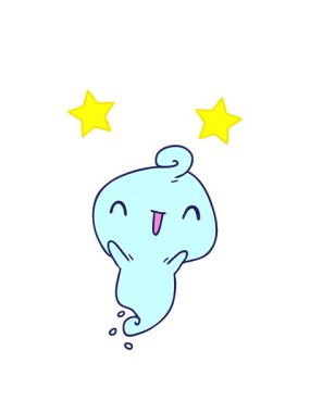 dönen yıldızlar çizgi film animasyonu kawaii sevimli hayalet.