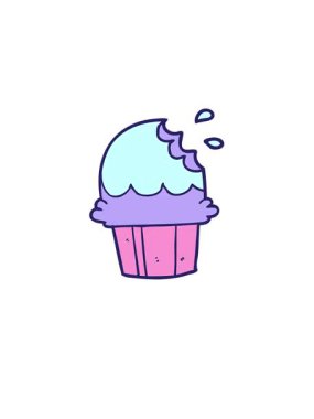 rise and float animation of cartoon chocolate cupcake