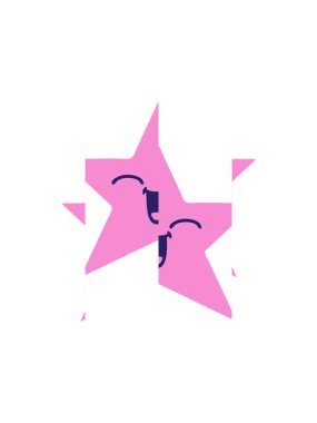 Bir altın yıldızın düz renkli retro karikatürünü bölme hareketi