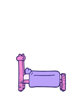 Grunge desenli çizim karikatür yatağının zıplama hareketi animasyonu