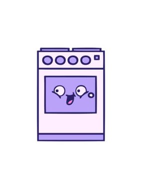 Dikkat çekici bir mutfak fırınının çizgi filmi.