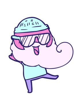 Mutlu pembe sakallı adamın animasyonunu salla ve durdur