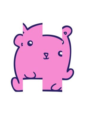 Çizgi film ayı tasarımının bölünmüş hareketi