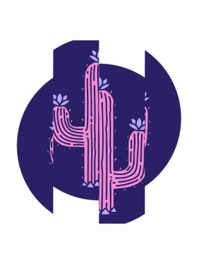 Bir kaktüsün karikatür dövme şeklindeki görüntüsü bölünmüş hareket animasyonu