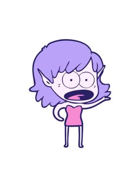 Çizgi film kızı çiziminin titreşimli animasyonu