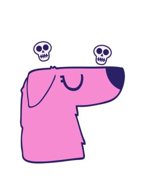 Çizgi film karikatür köpek suratının dönen kafatası animasyonu