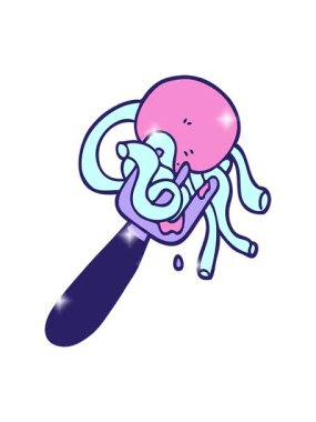 Elle çizilmiş karalama şeklindeki spagetti ve çatalla çizilmiş köftelerin ışıltı etkisi.