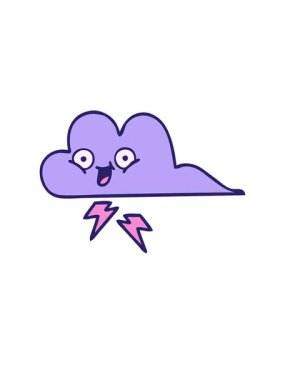 Bir fırtına bulutunun karikatür çiziminin yükselişi ve yüzüşü