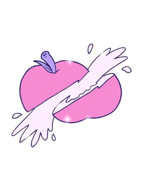 Çizgi film dilimlenmiş elma görüntüsünün ışıltı etkisi