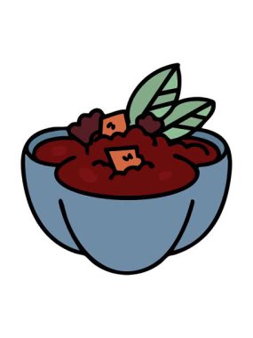 geleneksel sıcak Brezilya feijoada yahnisi çiziminin animasyonunu durdur ve durdur