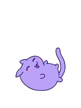 Sevimli, gülen bir kedinin çizgi filminin yükselişi ve yüzüşü