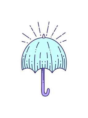 Geleneksel dövme stili açık şemsiye çiziminin canlandırma efekti