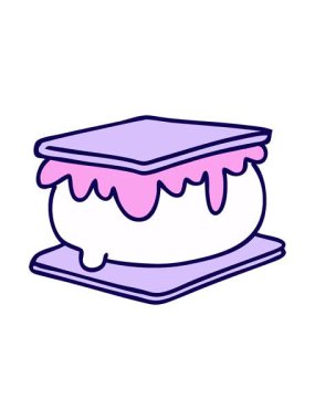 Bir lokum marşmelovunun çizgi filminin neon ışık efekti animasyonu