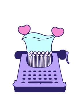 dönen kalpler bir daktilonun karikatürünü canlandırıyor.