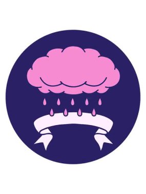 Dövme stili simgesinin titreyen hareketli animasyonu ve yağmur sancağıyla