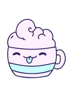 Köpüklü mutlu bir fincan kahvenin hareketli karikatürü.