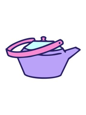 Geleneksel Japon çay demliği illüstrasyonunun titreşimli animasyonu