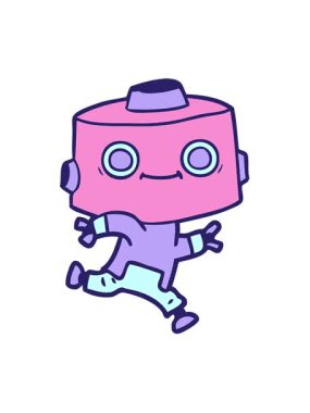 Çizgi film android görüntüsünün hareketli animasyonunu oynat