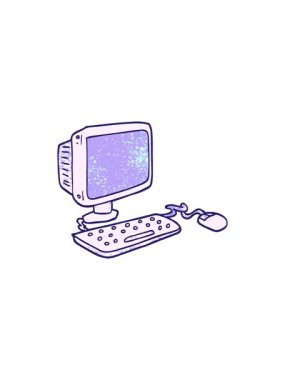 Çizgi film karalama ofis bilgisayarının gösterişli satış animasyonu