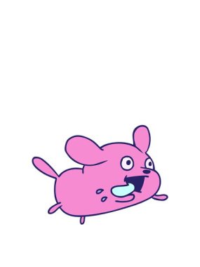 Şirin kawaii köpeğinin el yapımı çizgi filminin zıplama hareketi animasyonu