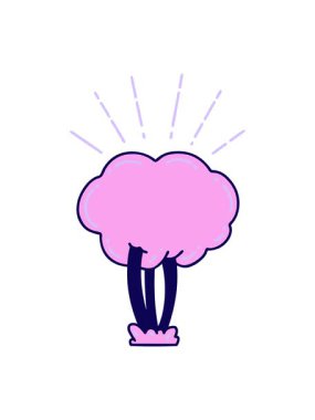 Geleneksel dövme stili ağaç çiziminin neon ışık efekti canlandırması