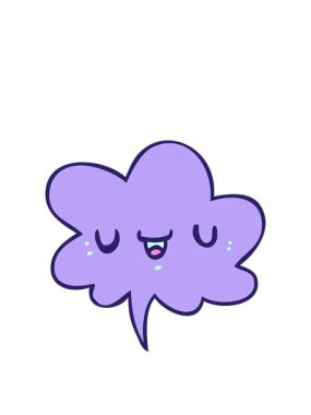 Mutlu çizgi film suratını konuşma baloncuğuyla canlandırıyorum.