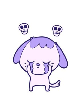 Ağlayan şirin köpek yavrusunun kafatası animasyonu.