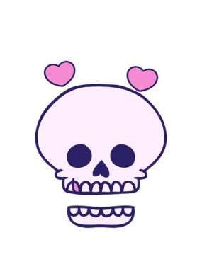 dönen kalp animasyonu el çizimi bir kafatası karalaması