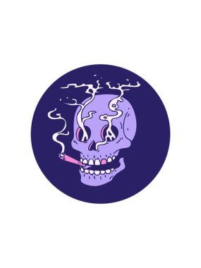 Bir kafatasının ikonik retro dövme biçiminin radyoaktif parlayan animasyonu