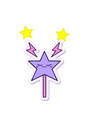 dönen yıldızlar sevimli bir çizgi film sihirli değneğinin çıkartmasının animasyonu