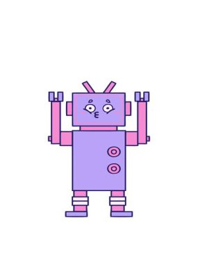 bir robot resminin sevimli çizgi filminin hareketli animasyonu