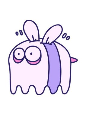 Cadılar bayramı için hayalet gibi giyinmiş bir arı çizgi filminin animasyonunu durdur ve durdur