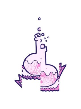 Çizgi film bilim deneyinin bölünmüş hareket animasyonu