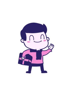 Xmas hediyeli karikatür dostu adamın dönen hareketi.