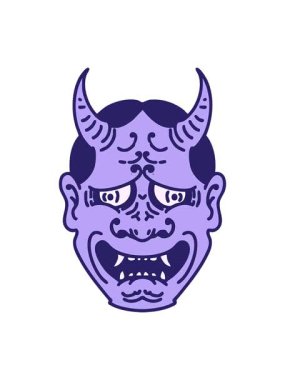 Japon tiyatro kabuki şeytan maskesinin hareketli animasyonu